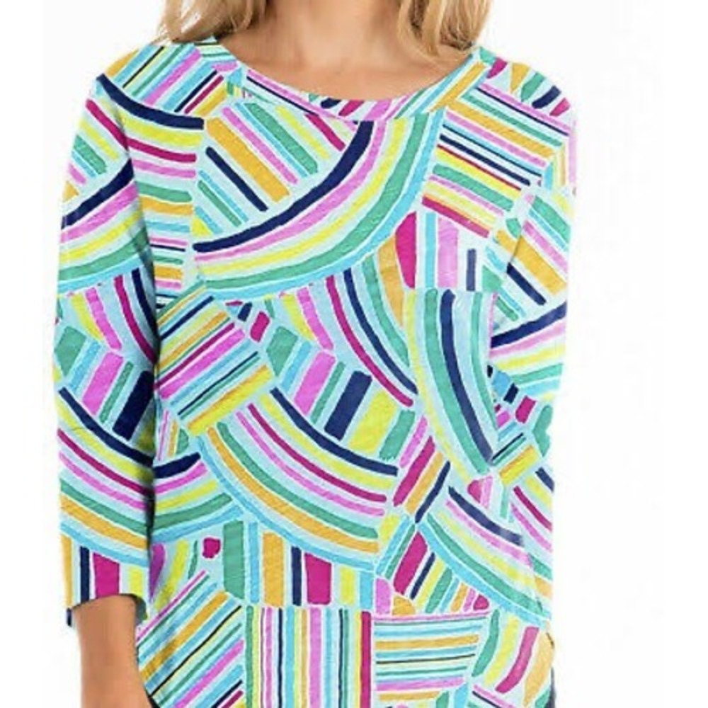 Fresh Produce Shift Dress Womens XS Multicolor New 100% Cotton Geometric Pockets